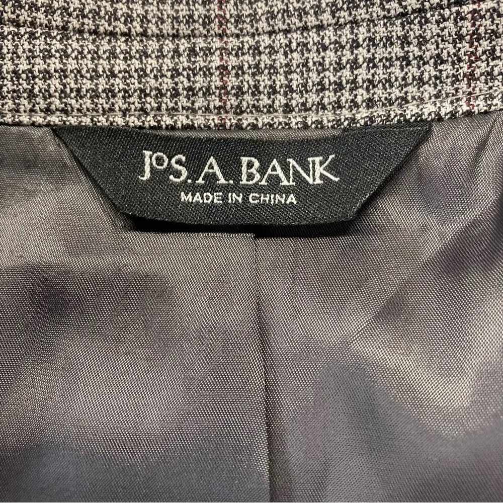 Jos. A. Bank Sport Coat 44R Black and Grey Houndstooth Glen Plaid